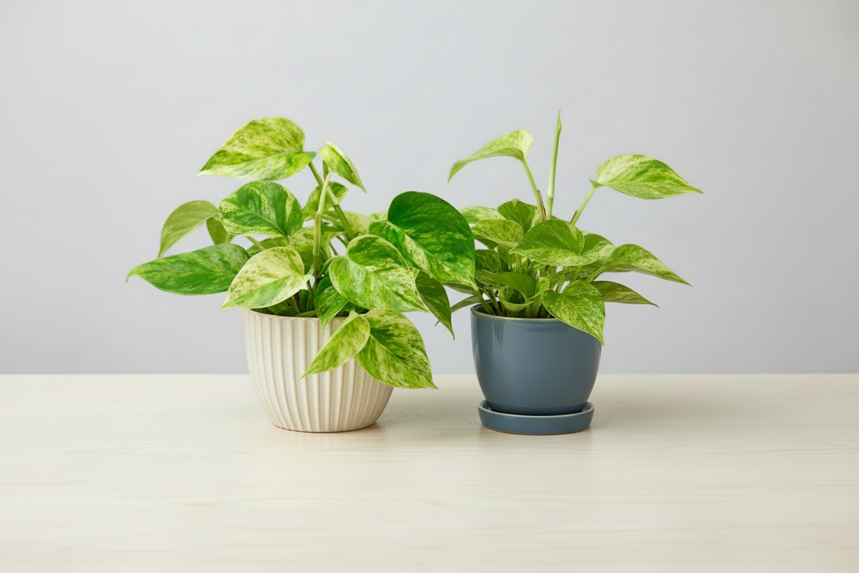 Epipremnum Marble Queen - 2 stuks - Ø15cm - Ø12cm