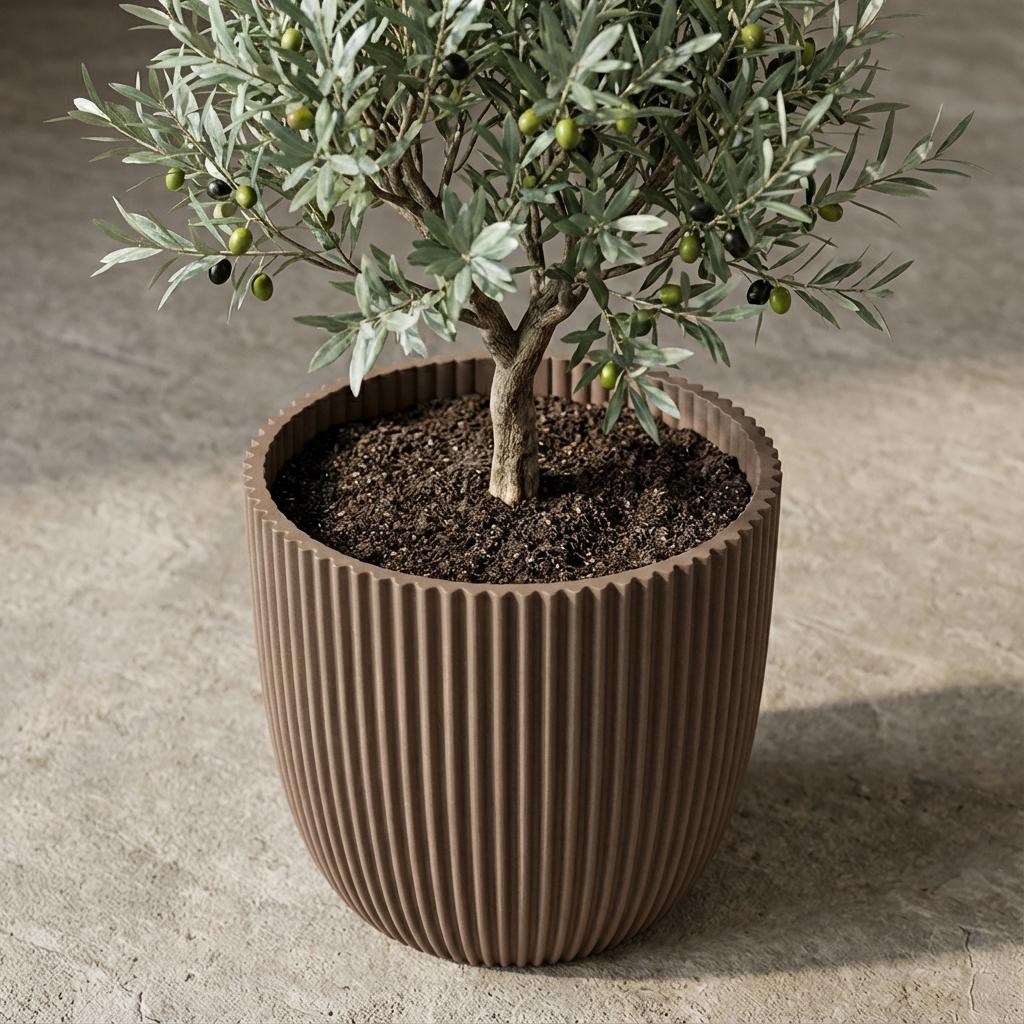 Capi Pot Nature Groove Made With Warm Taupe  - D22cm