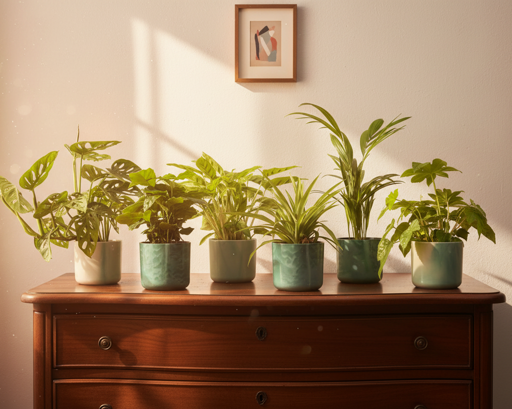 Verrassingsbox - 6 planten inclusief elho Ocean Round pacifisch groen of blauw  Ø14