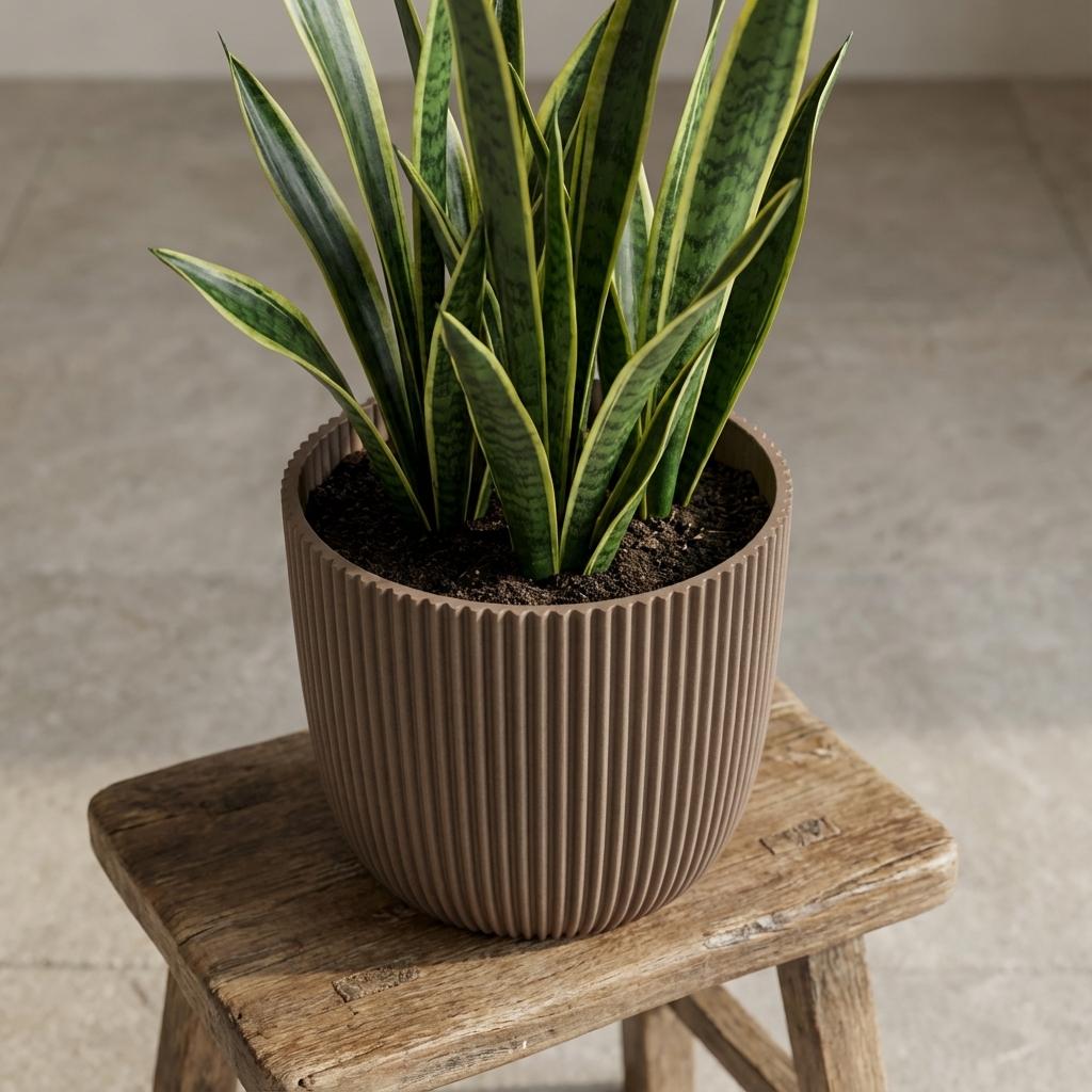Capi Pot Nature Groove Made With Warm Taupe  - D22cm
