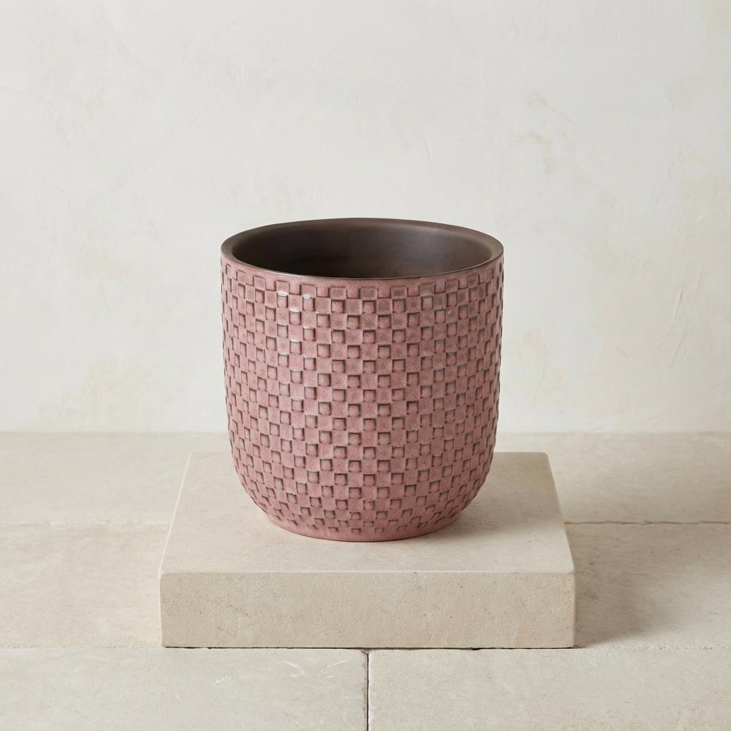 Mini pot relief roze 7cm hoog