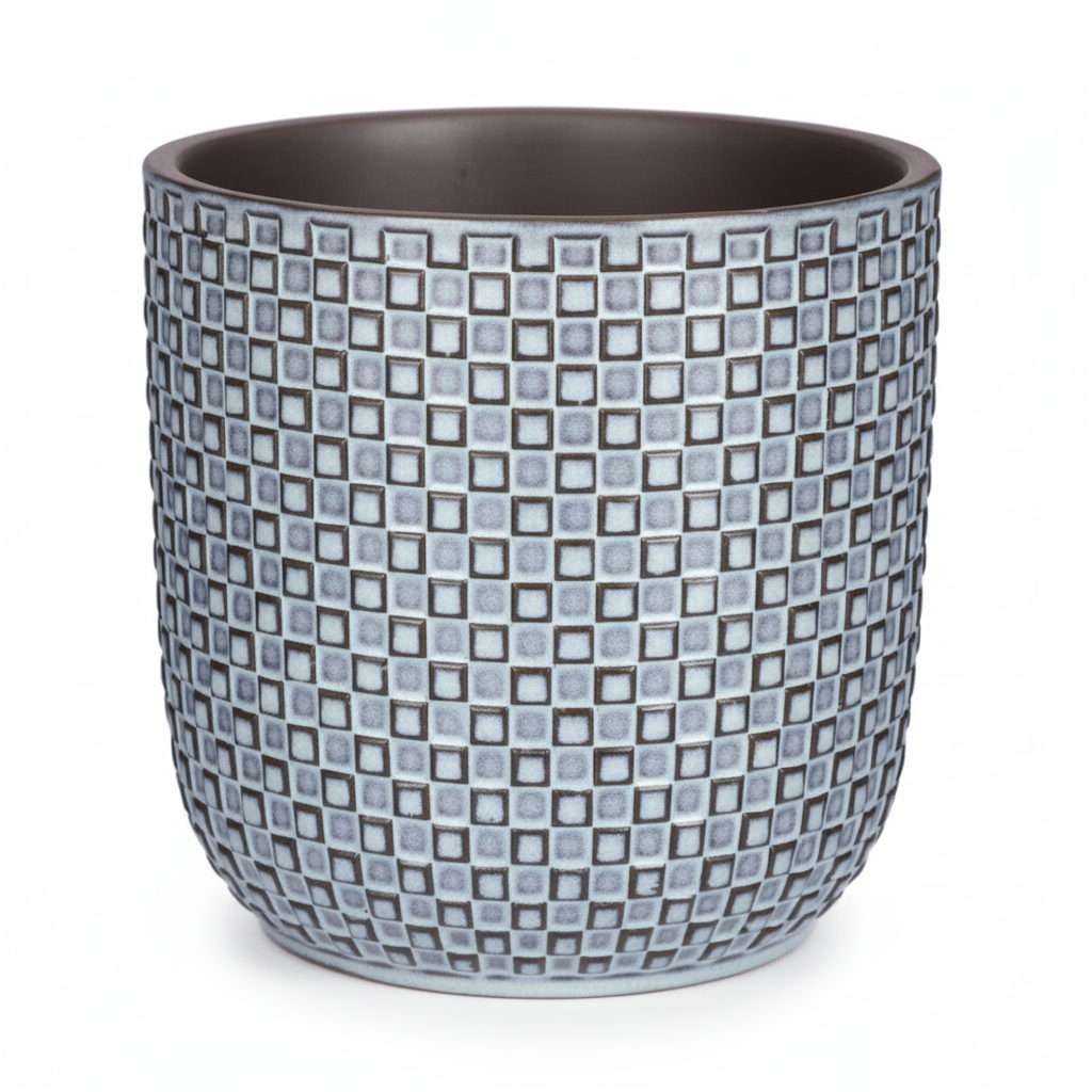 Mini pot relief blauw 7 cm hoog