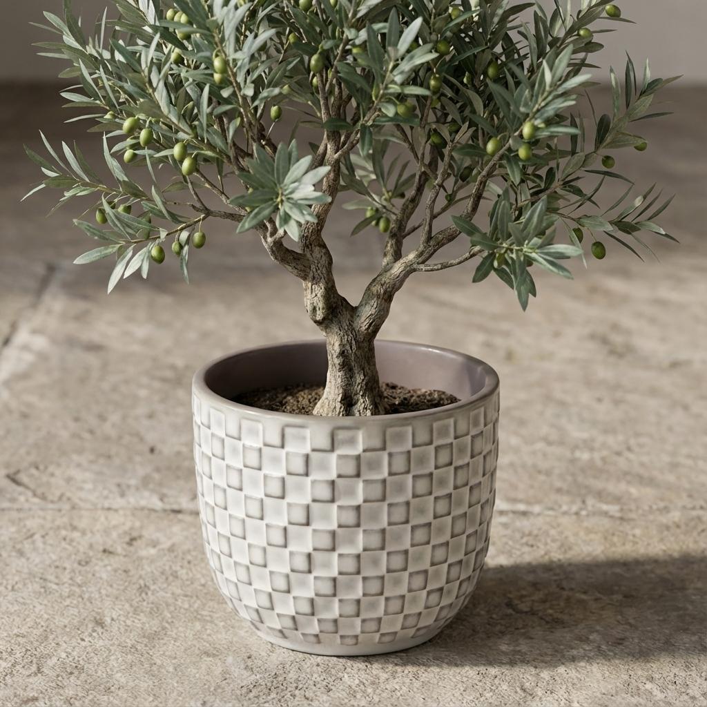 Mini pot relief wit 7cm hoog