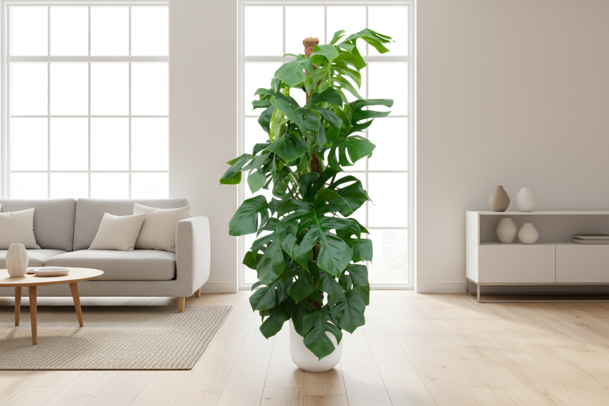 Combi deal - Monstera Pertusum XL inclusief elho Jazz Round wit Ø26 - 150 cm