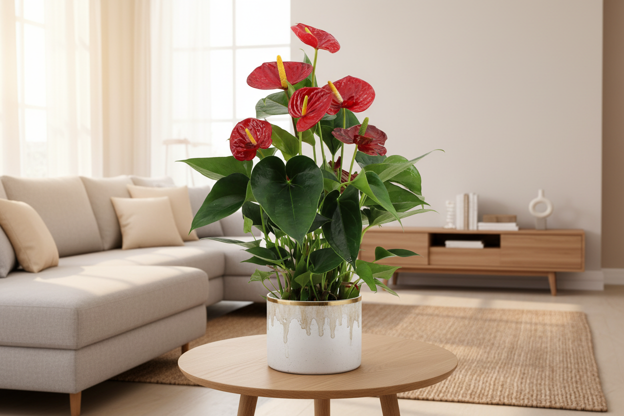 Anthurium Success Red In Transparant Sleeve - Ø14cm - ↕43cm