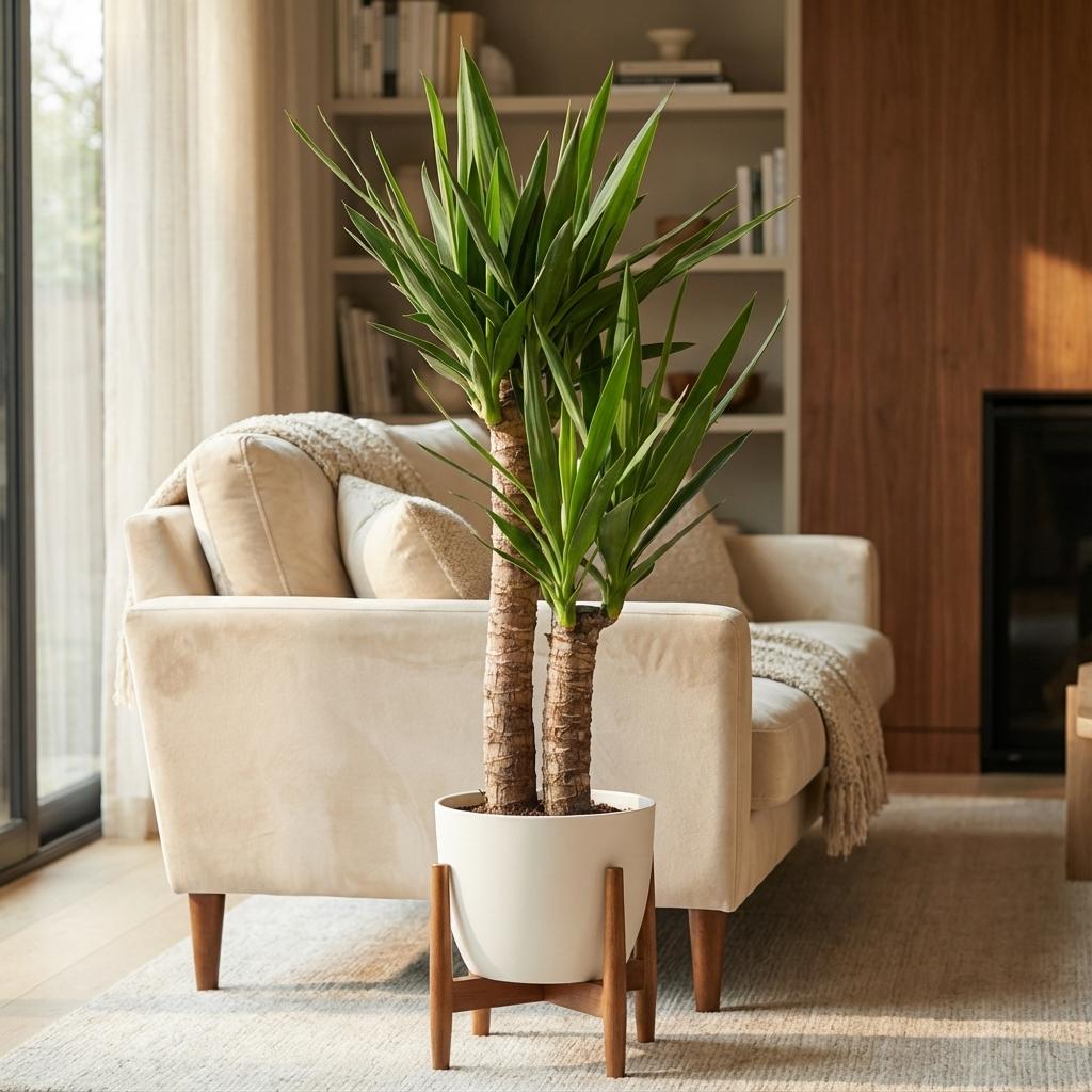 Yucca Elephantipes met Potter wit - 90cm - Ø21