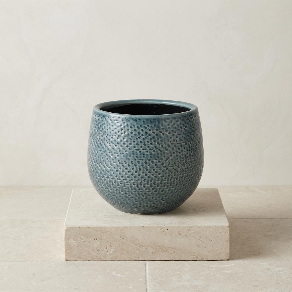 Pot Gabriel rond blauw D14