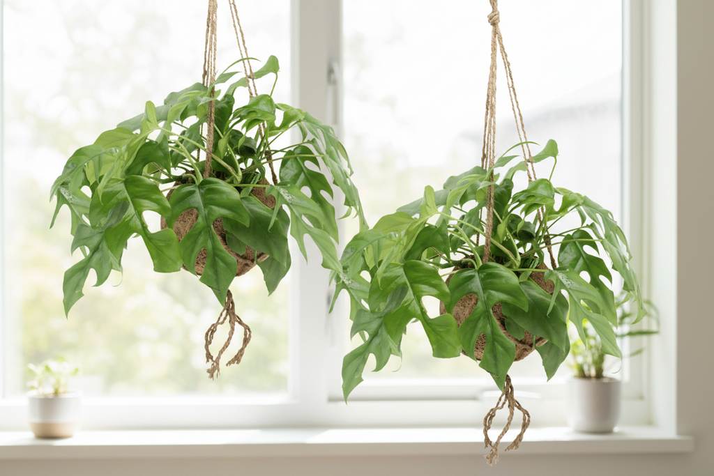 Kokodama Monstera Minima Hang (Gatenplant) - 2 STUKS - Ø15cm - ↕25cm