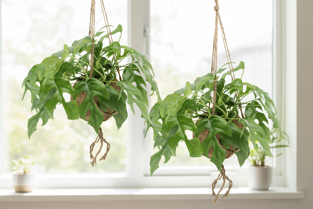 Kokodama Monstera Minima Hang (Gatenplant) - 2 STUKS - Ø15cm - ↕25cm