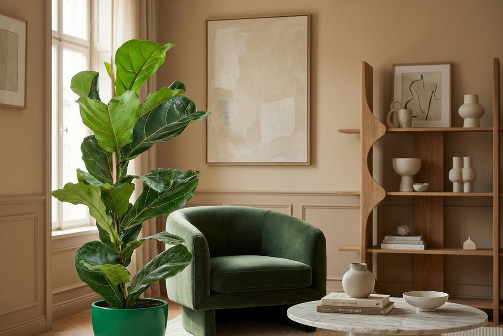 Ficus Lyrata met Potter pot grijs - 80cm - Ø21