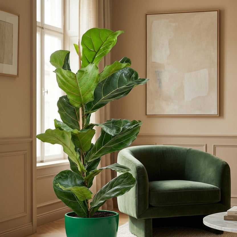 Ficus Lyrata met Potter pot grijs - 80cm - Ø21