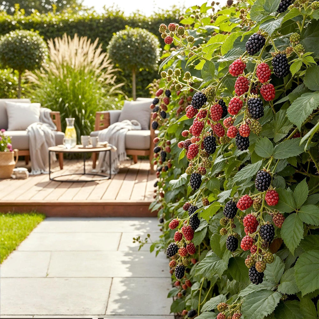 Fruitplanten -3x  Doornloze Braam - Rubus Thornfree - Winterhard - 3 Planten - Pot 9 cm - Zwarte Braam