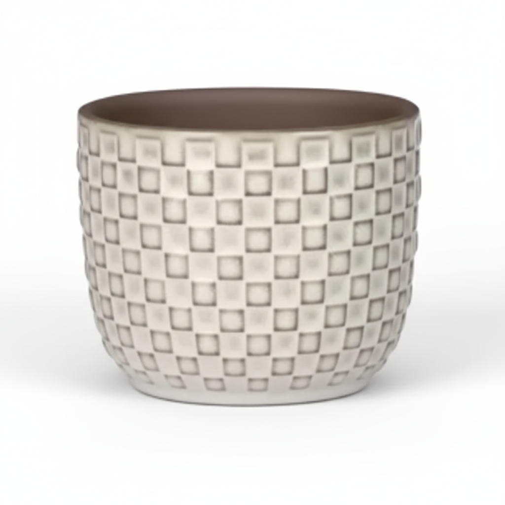 Mini pot relief wit 7cm hoog