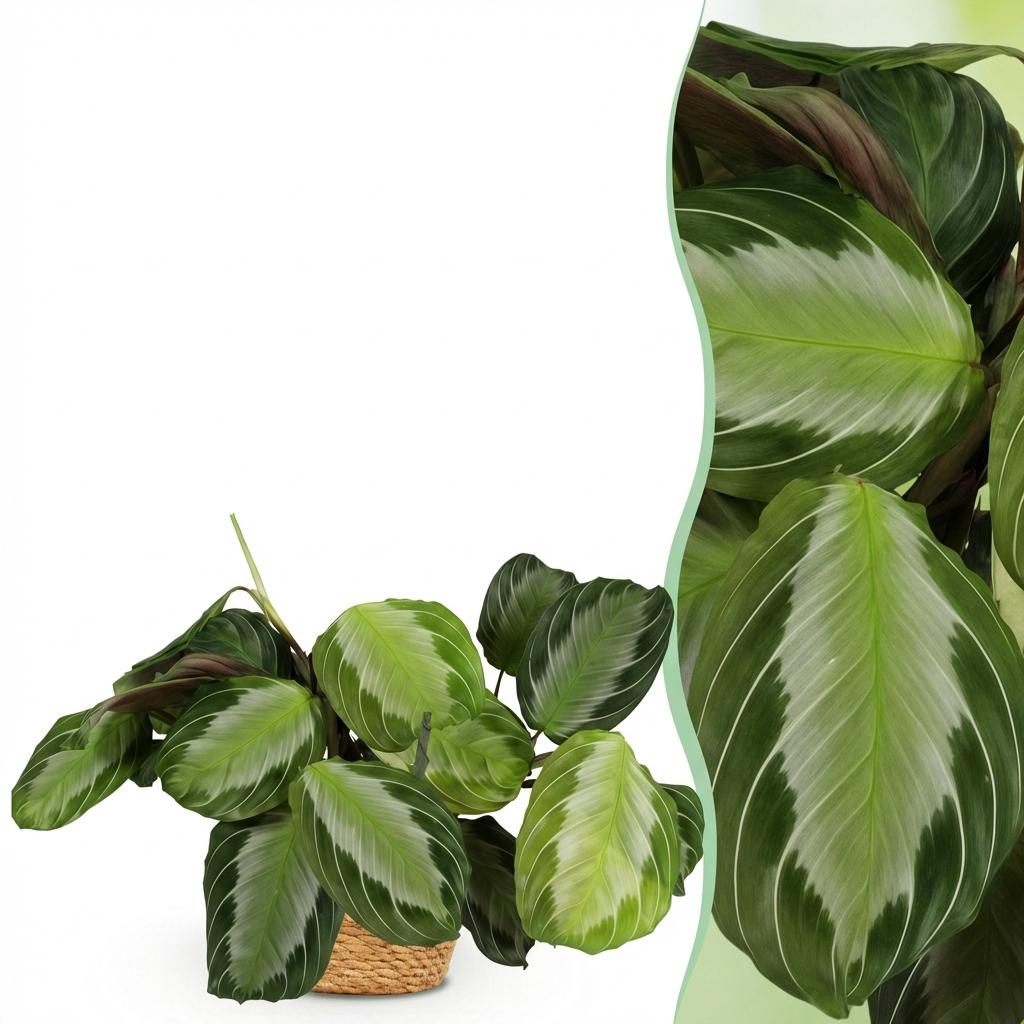 Maranta Fascinator Silverband - Gebedsplant - Huisdiervriendelijke Plant - Groen - 1 Plant - met Mand - Pot 12cm - Hoogte 25cm