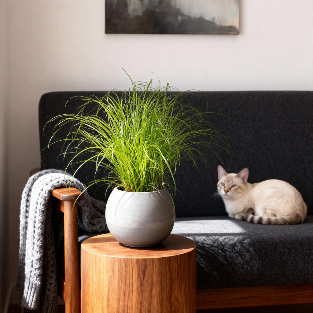 Kattengras kamerplant 2 STUKS - Cyperus alternifolius Zumula - Kattengras - Huisdiervriendelijk - Groen - 2 Planten - Pot 12cm - Hoogte 28-30cm