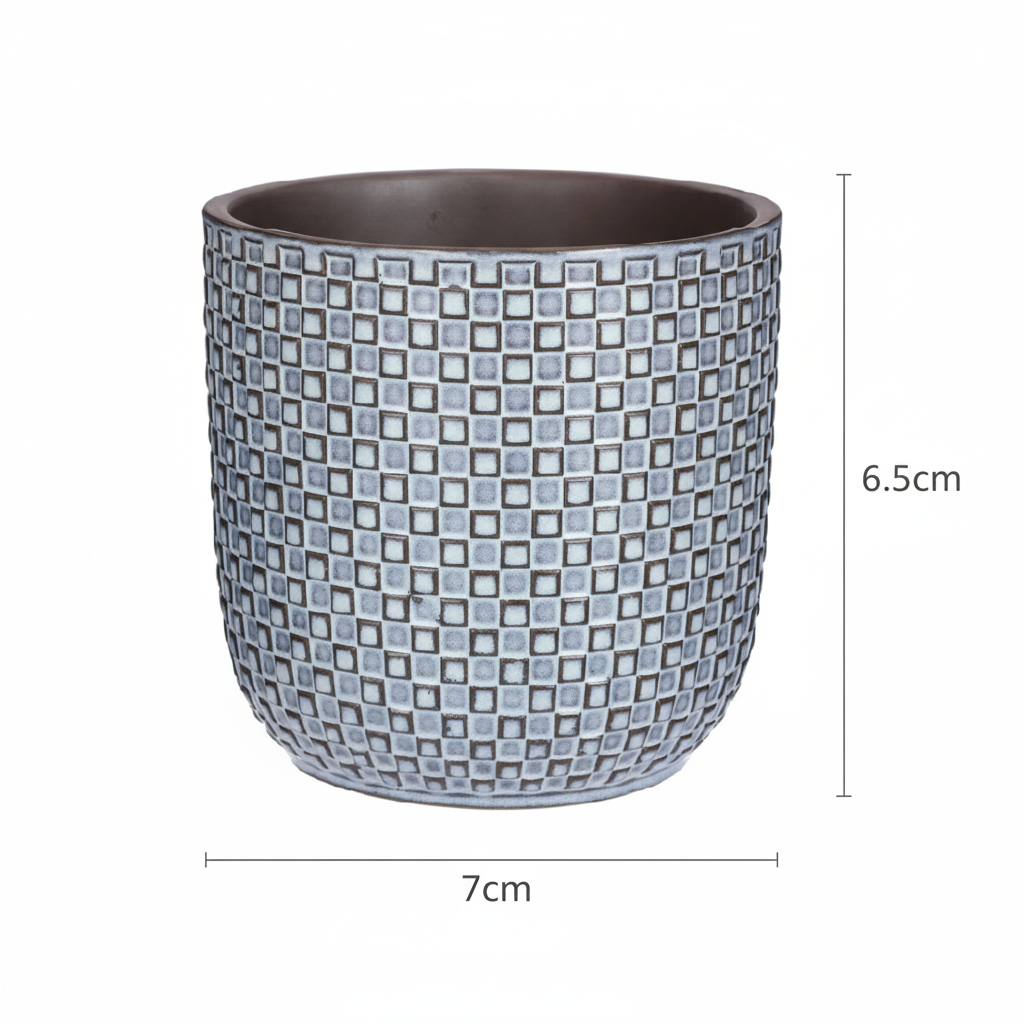Mini pot relief blauw 7 cm hoog