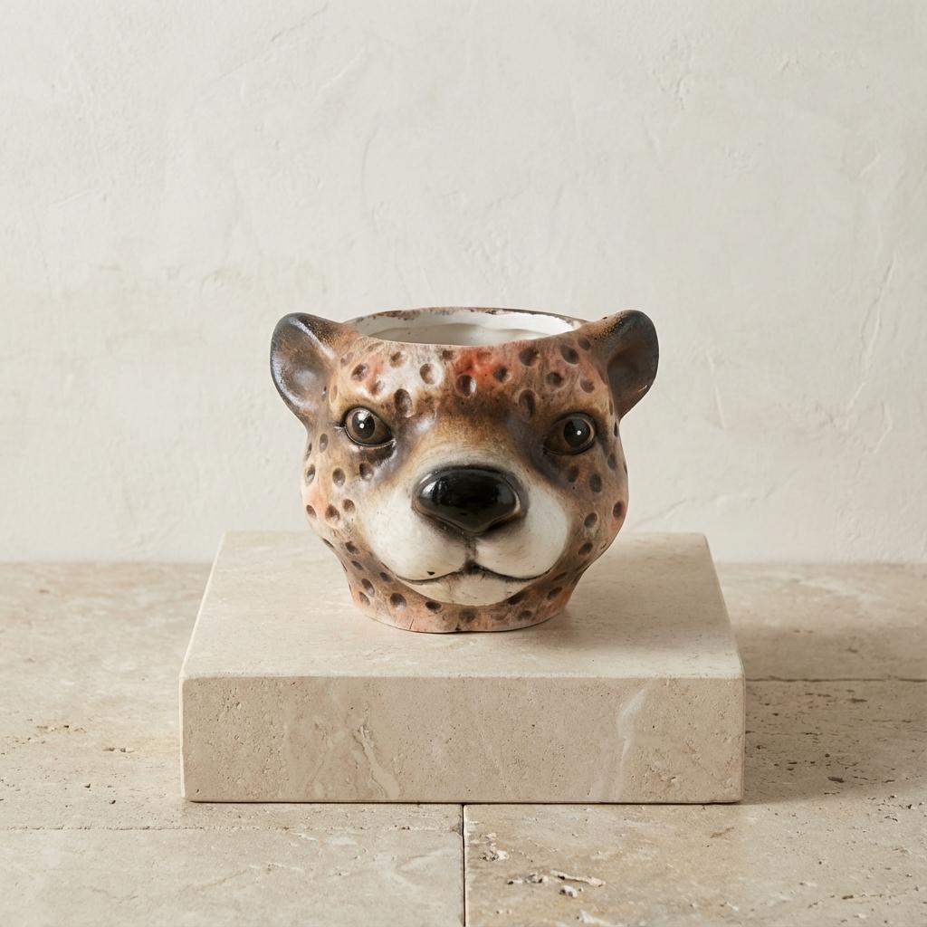 Planter Luipaard D12x9,5cm - Bruin - D12x9,5cm