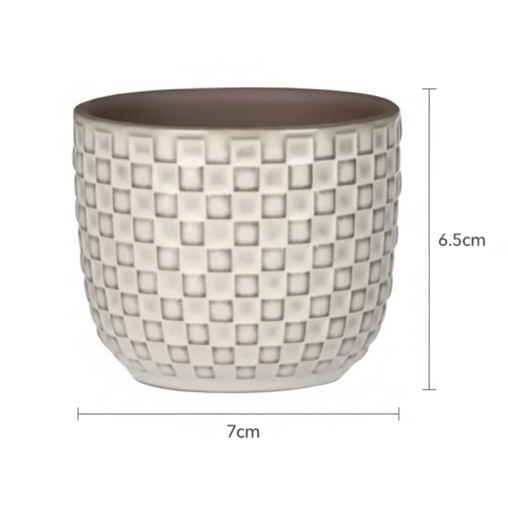 Mini pot relief wit 7cm hoog
