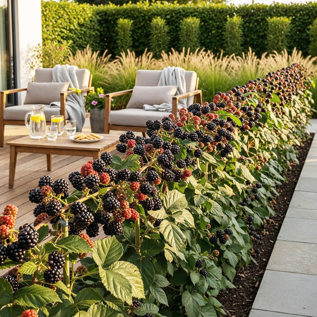 Fruitplanten -3x  Braam - Rubus Black Satin - Winterhard - 3 Planten - Pot 9 cm - Zwarte Braam