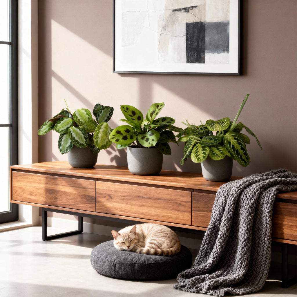 Kamerplant set van 3  - Marantha Silverband, Marantha Lemon Lime Marantha Kerchoveana - Gebedsplant - Huisdiervriendelijke Plant - Groen - 3 Planten - Pot 12cm - Hoogte 25cm