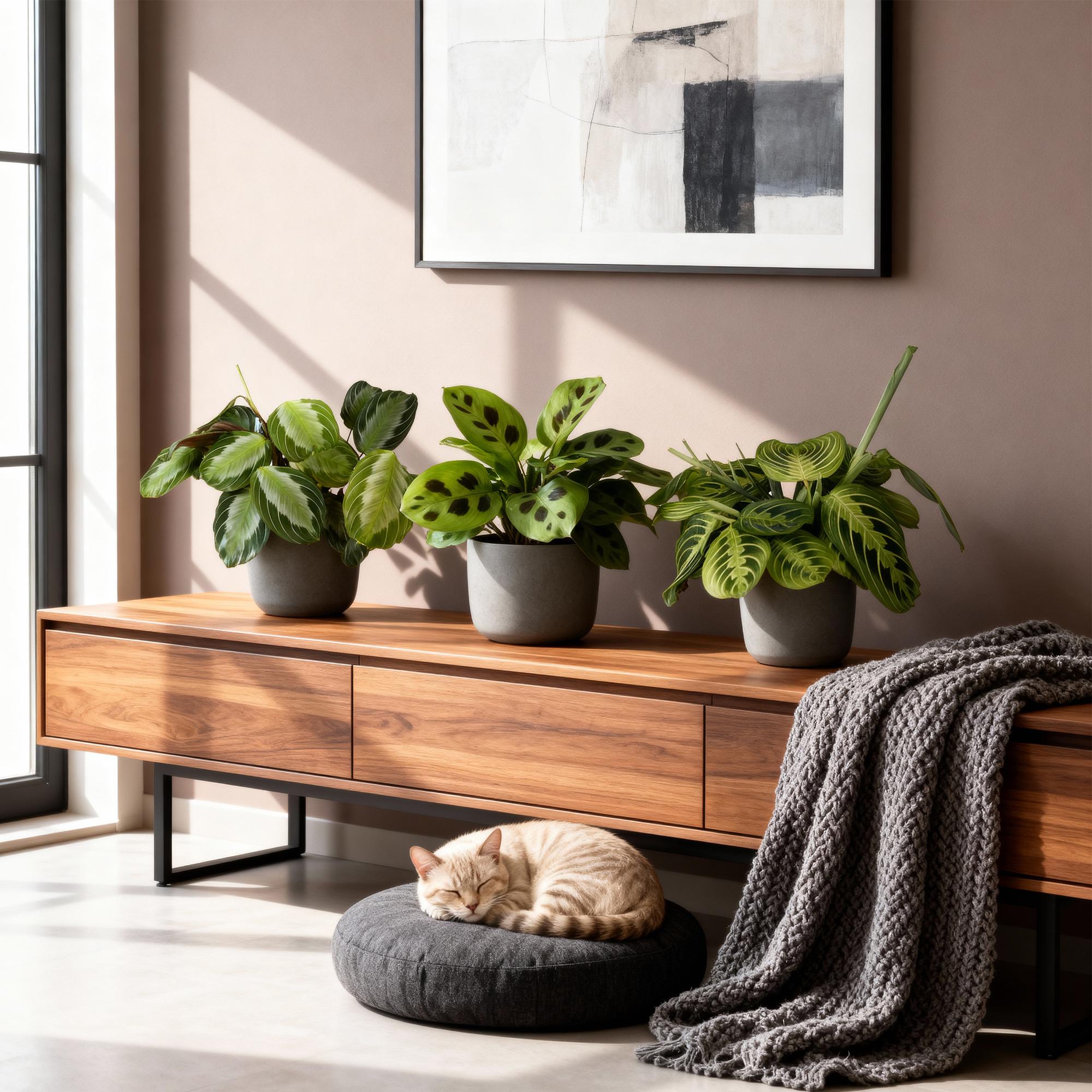 Kamerplant set van 3  - Marantha Silverband, Marantha Lemon Lime Marantha Kerchoveana - Gebedsplant - Huisdiervriendelijke Plant - Groen - 3 Planten - Pot 12cm - Hoogte 25cm