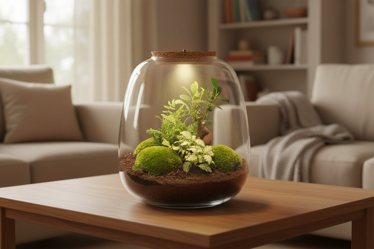 Planten terrarium - Emma - DIY kit - ↑ 25 cm - Ø 23 cm - Bonsai White Diverse opties