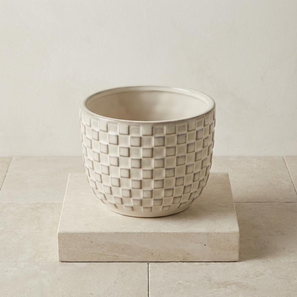 Mini pot relief wit 7cm hoog