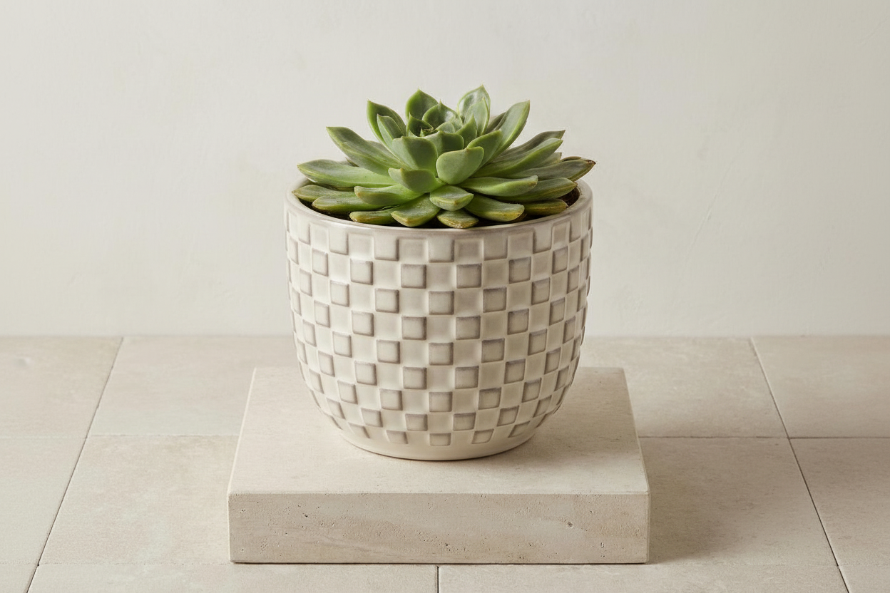 Mini pot relief wit 7cm hoog