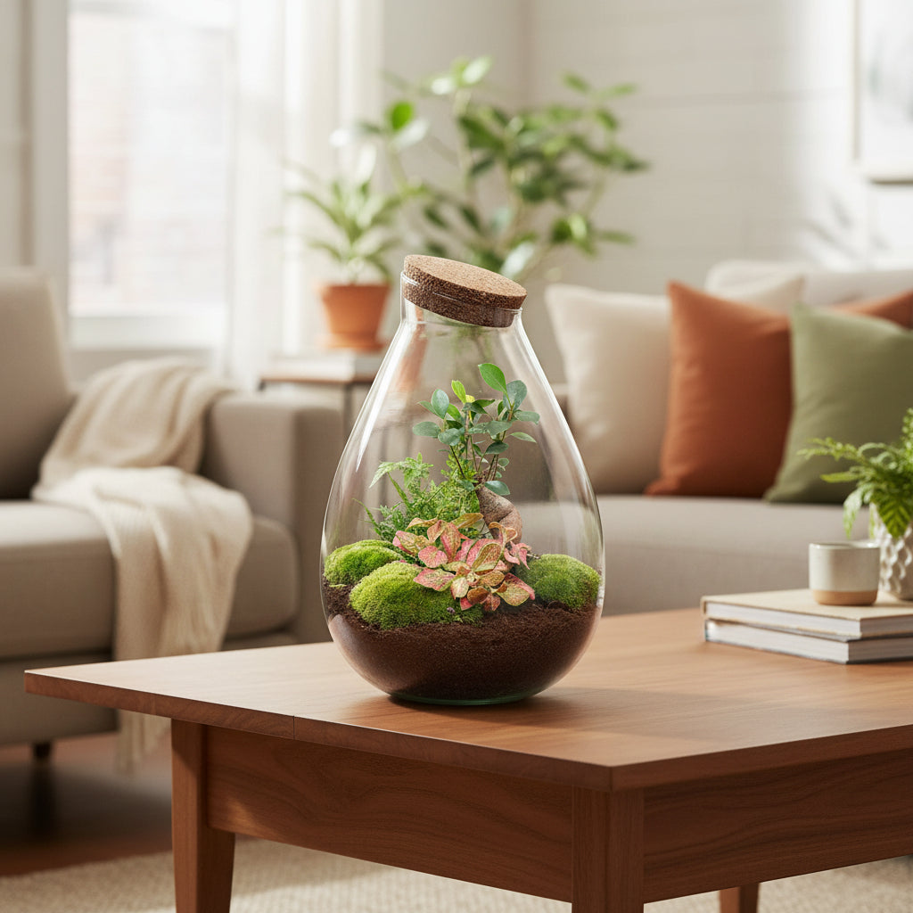 DIY Planten terrarium - Drop XL Bonsai 'red' - Ø 24 cm ↑ 37 cm - No tools