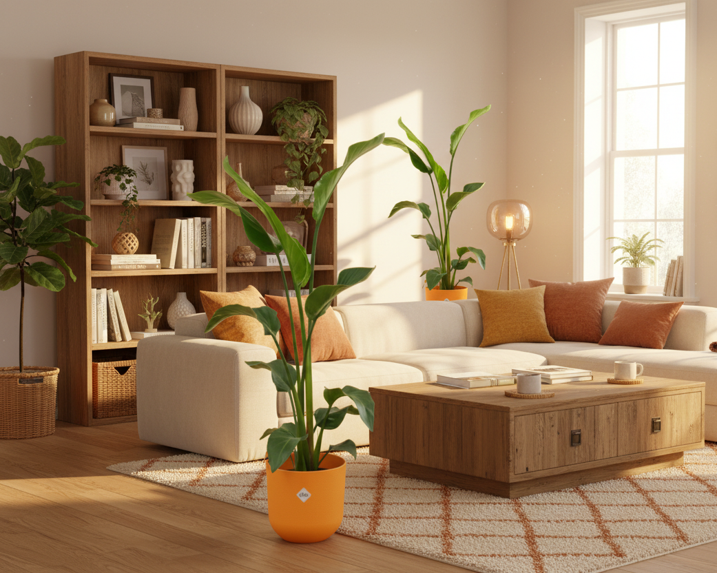 Combi deal - Strelitzia Nicolai inclusief elho Jazz Round geel Ø23 - 100 cm