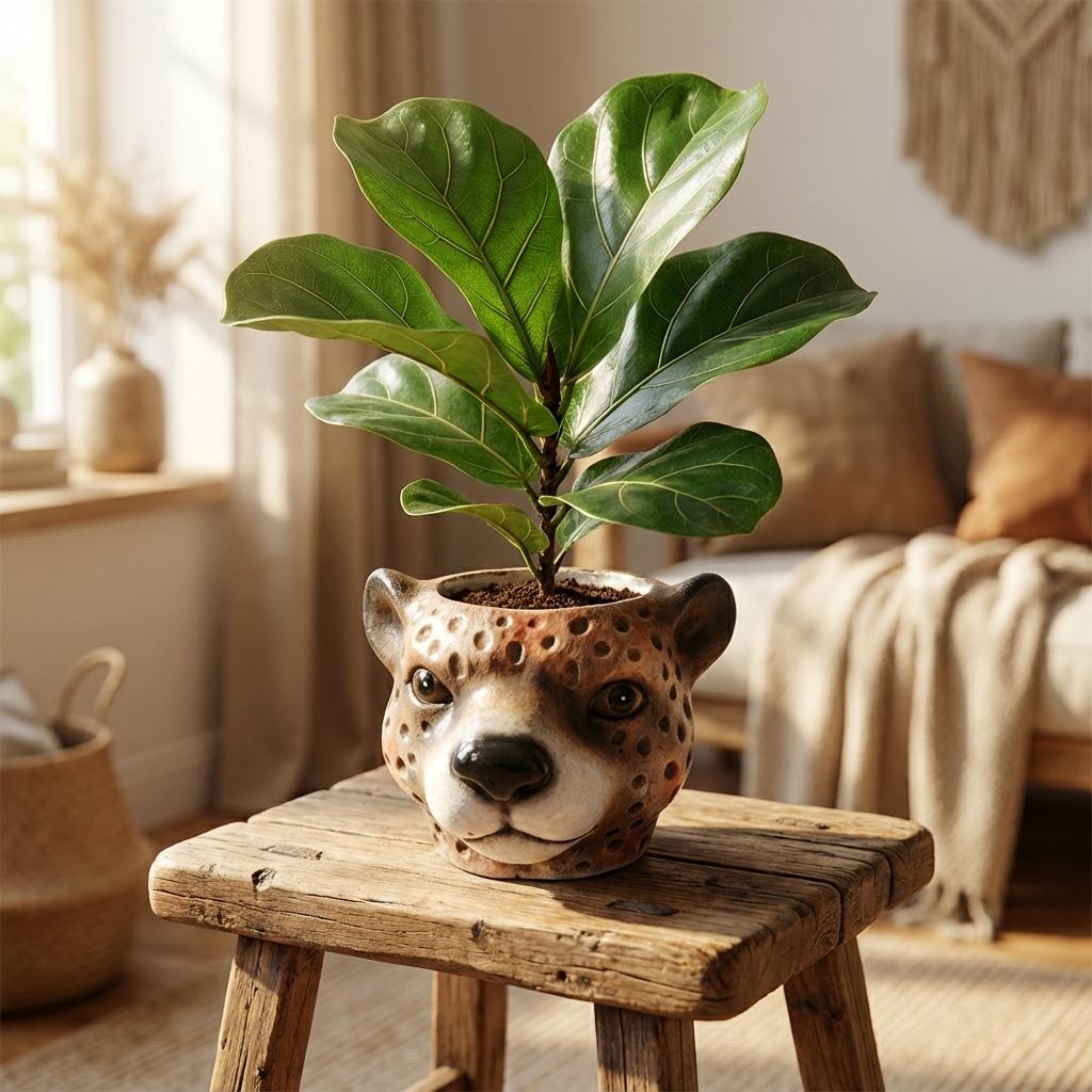 Planter Luipaard D12x9,5cm - Bruin - D12x9,5cm