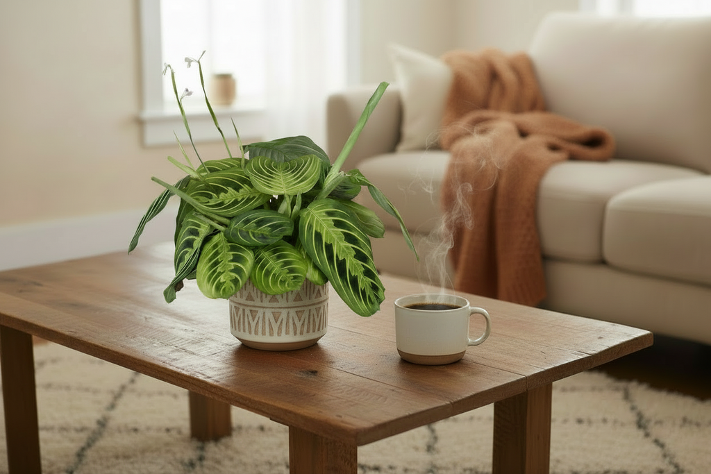 Kamerplant 2 STUKS- Maranta Fascinator Lemon Lime - Gebedsplant - Huisdiervriendelijk - Groen - 2 Planten - Pot 12cm - Hoogte 30-35cm