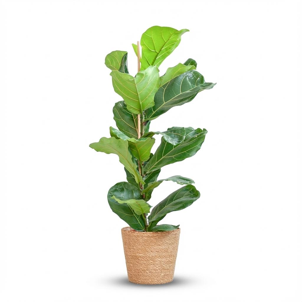 Ficus Lyrata met Mand Zeegras naturel - 80cm - Ø21