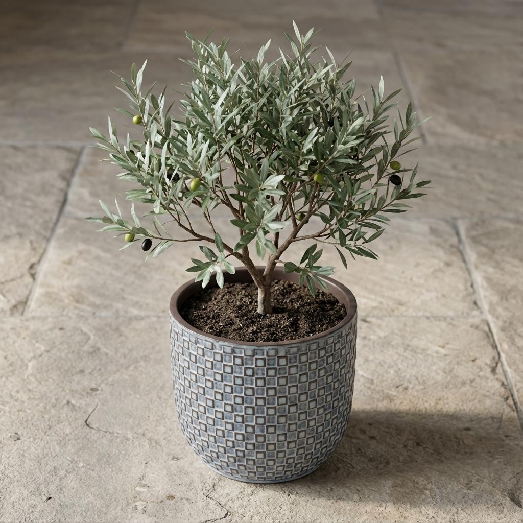 Mini pot relief blauw 7 cm hoog