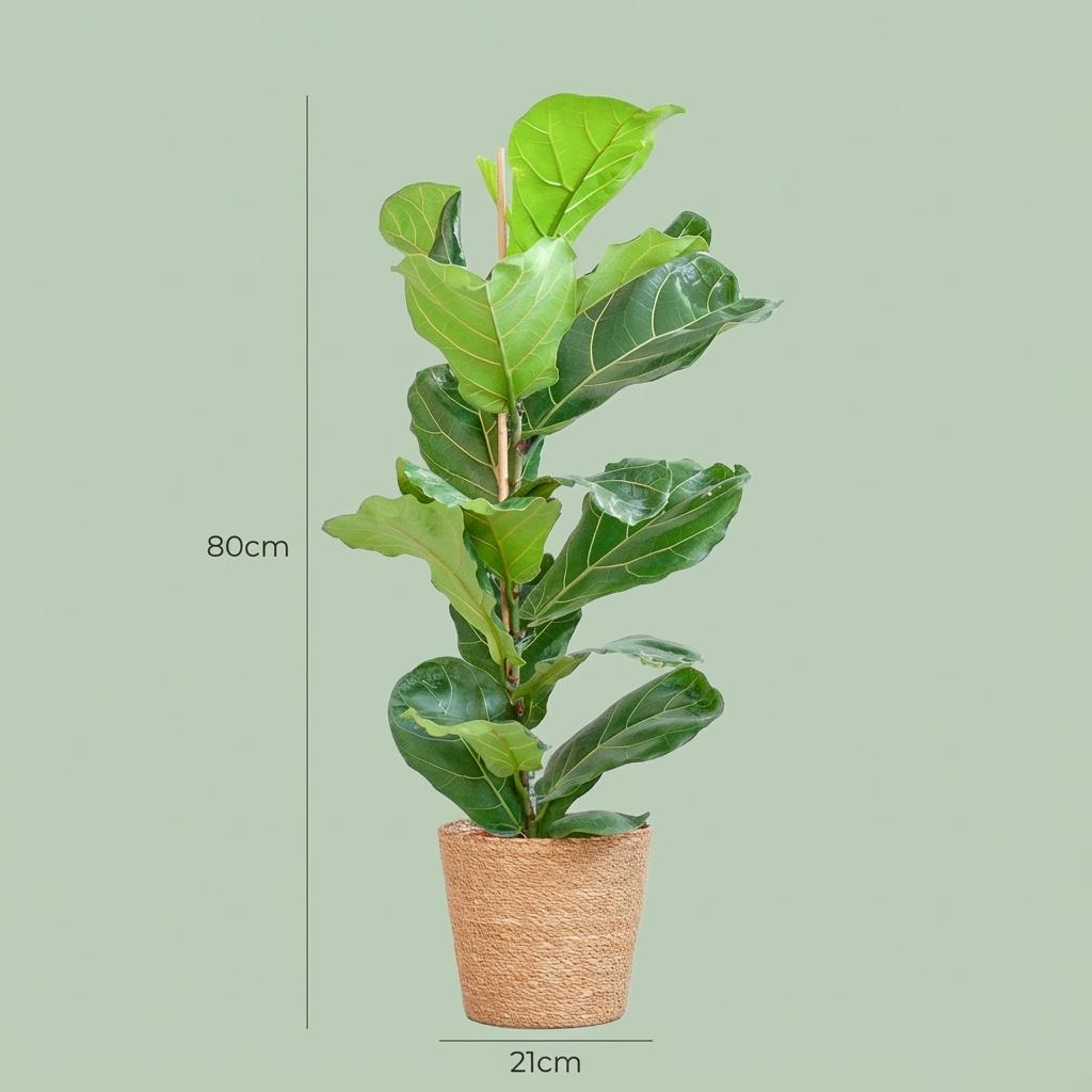 Ficus Lyrata met Mand Zeegras naturel - 80cm - Ø21